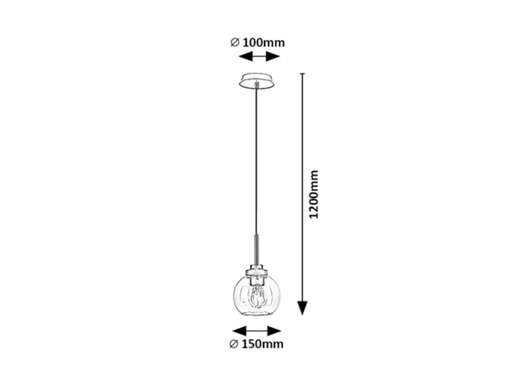 Rabalux 75006 TIRINA - Závěsné svítidlo do koupelny v černé barvě, 1 x E27, IP44, Ø 15cm