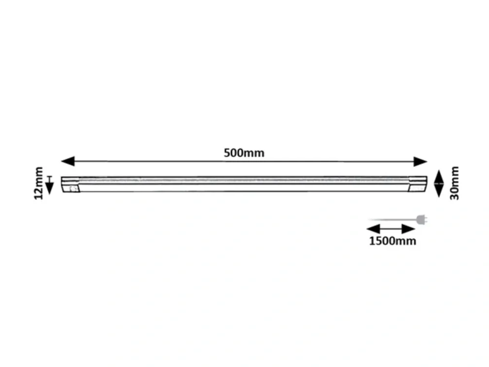 Rabalux 78026 HANSON - Kuchyňské černé podlinkové LED svtítidlo, stmívatelné, s kabelem do zásuvky, LED 8W, 3000K, 50cm