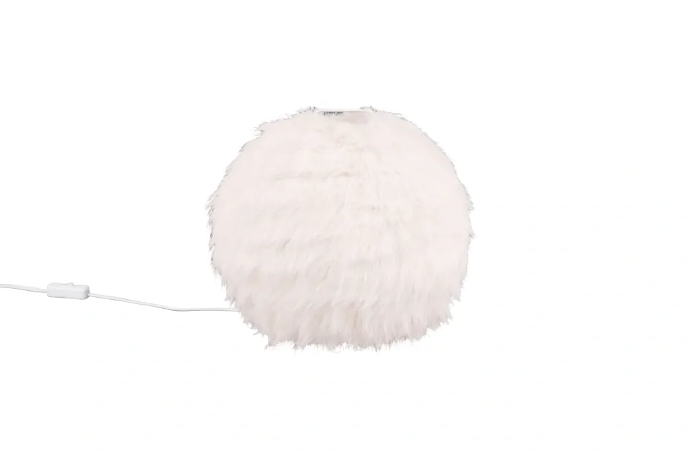 Trio Leuchten R51581001 FURRY - Stolní plyšová lampička na noční stolek, 1 x E14, Ø 30cm