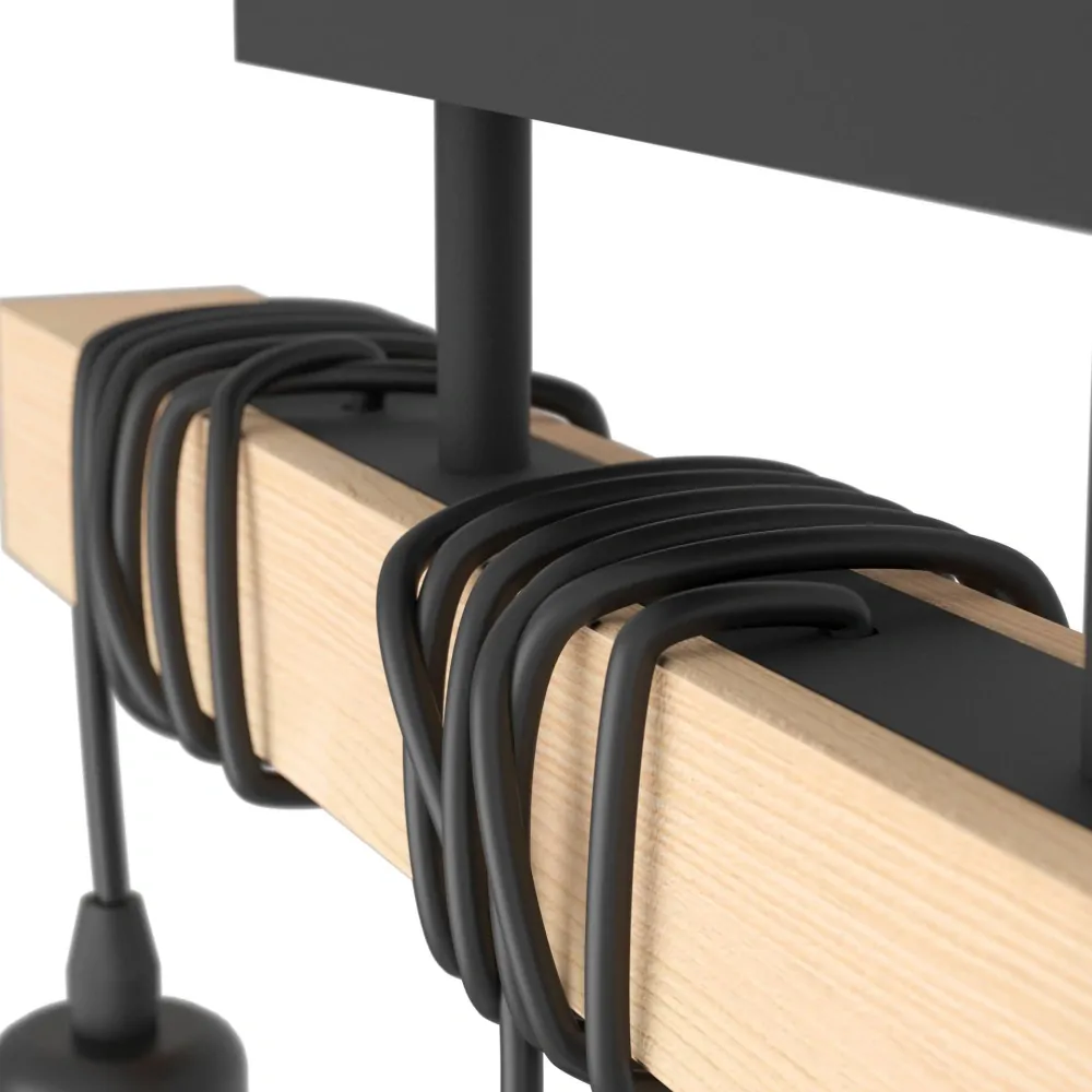 Eglo 43511 TOWNSHEND - Stropní retro lustr se dřevěnou lištou, 3 x E27