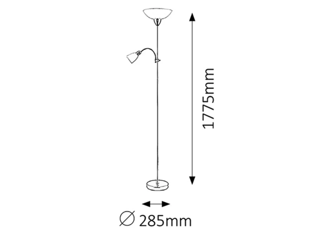 Rabalux 4059 DIANA - Stojací lampa se čtecí bodovkou, lesklý chrom, 1 x E27 + 1 x E14, 177cm