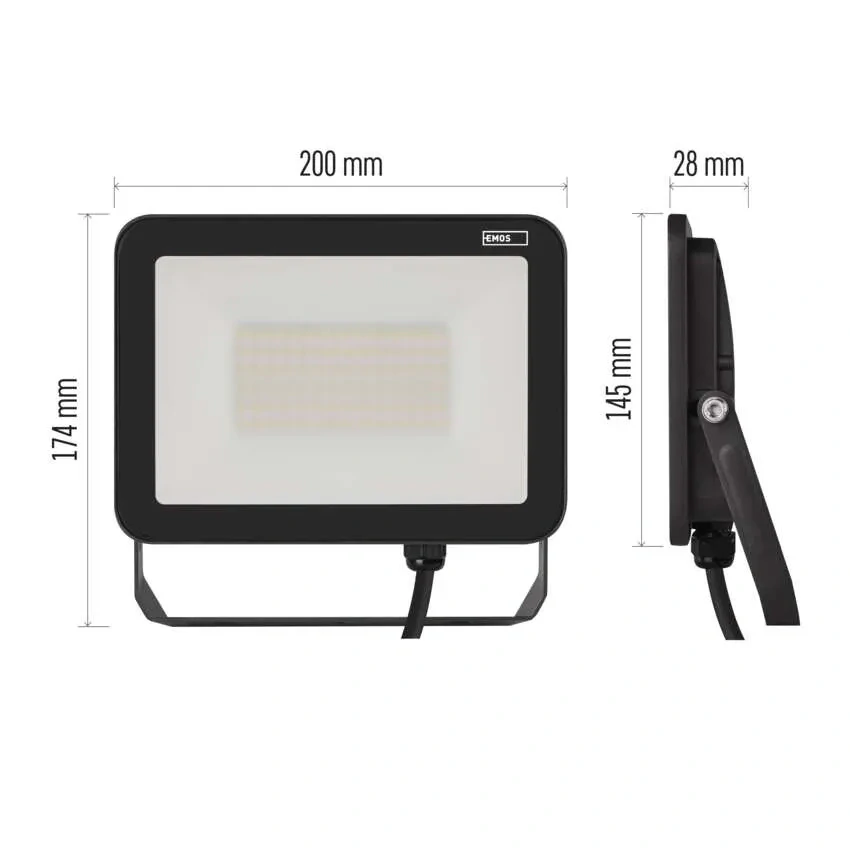 Emos ZS2642 INOVO - LED venkovní reflektor v antracitové barvě, 50W, 5500lm, 4000K, IP65