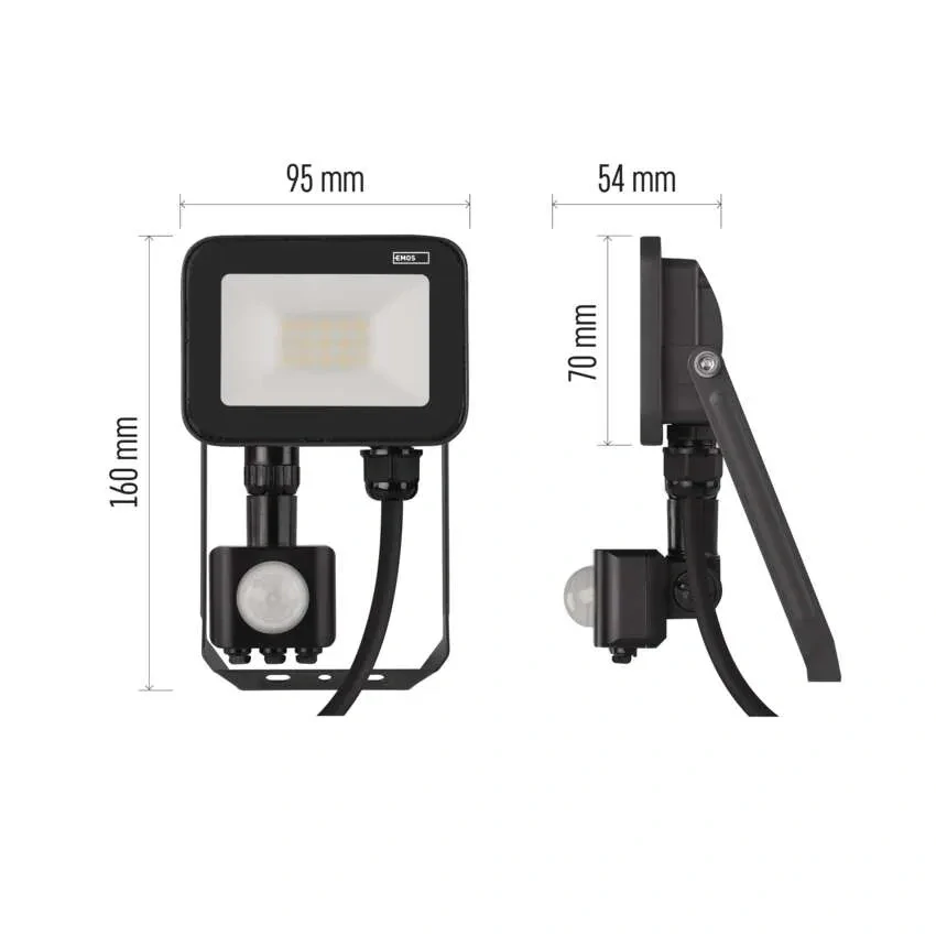 Emos ZS2712 INOVO - LED venkovní reflektor s čidlem v antracitové barvě, 10W, 4000K, IP65