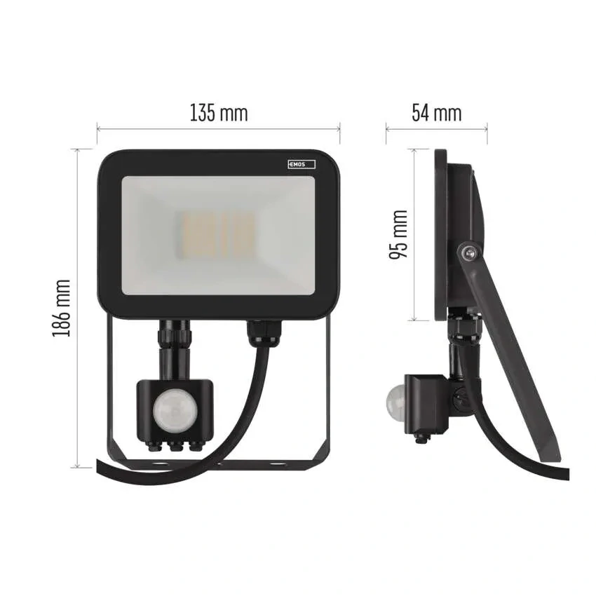 Emos ZS2722 INOVO - LED venkovní reflektor s čidlem v antracitové barvě, 20W, 2200lm, 4000K, IP65