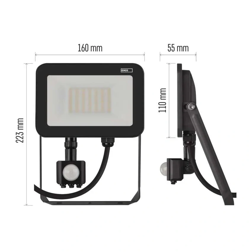 Emos ZS2732 INOVO - LED venkovní reflektor s čidlem v antracitové barvě, 30W, 3300lm, 4000K, IP65