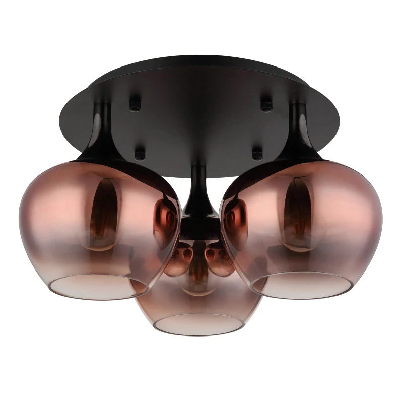 Globo 15548-3DG MAXY - Stropní černý lustr s měděnými stínidly, 3x E27, Ø 45cm 