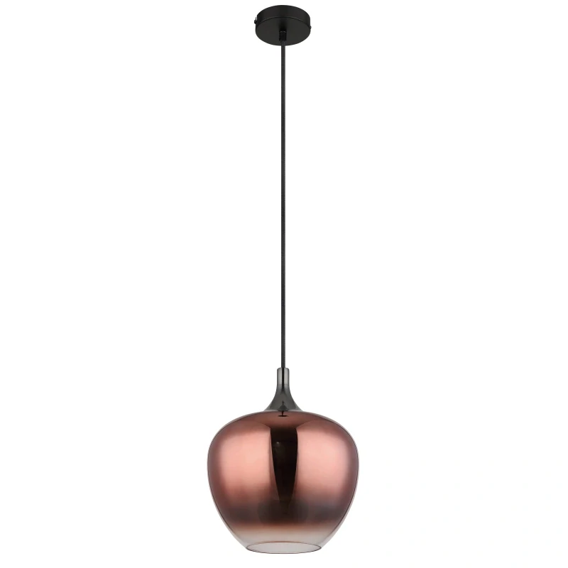 Globo 15548HG MAXY - Závěsný černý lustr s měděným stínidlem, 1x E27, Ø 24cm 