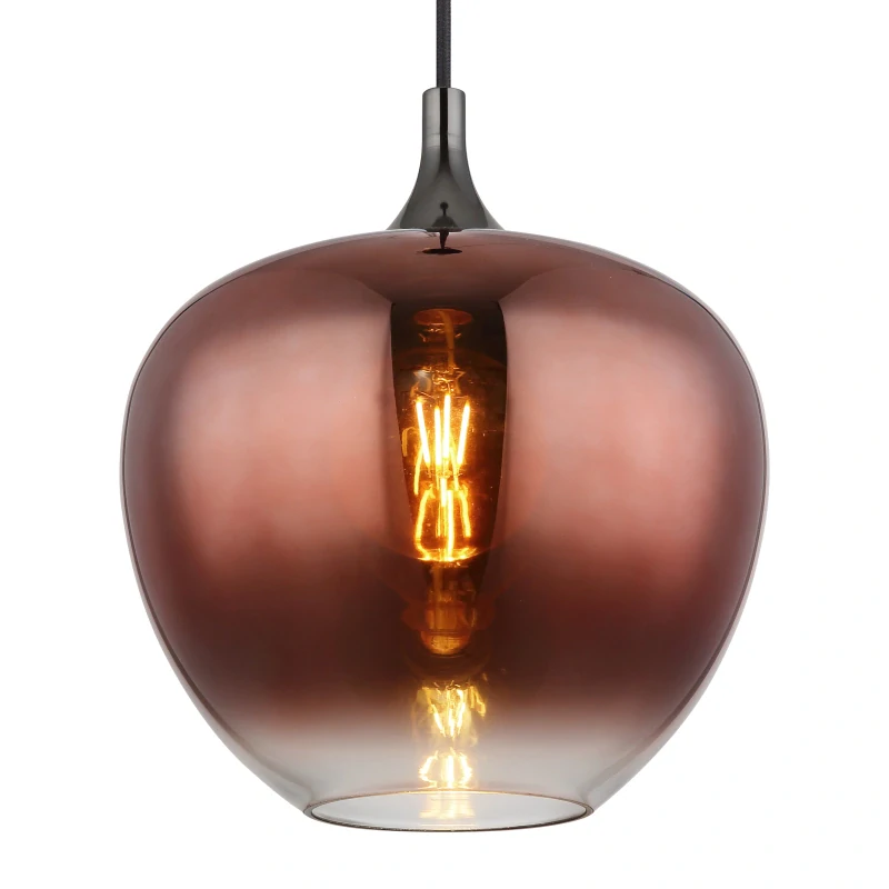 Globo 15548H1G MAXY - Závěsný černý lustr s měděným stínidlem, 1x E27, Ø 29cm