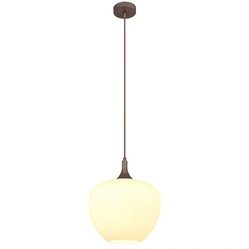 Globo 15548H1C MAXY - Závěsný hnědý lustr s mléčným stínidlem, 1x E27, Ø 29cm 
