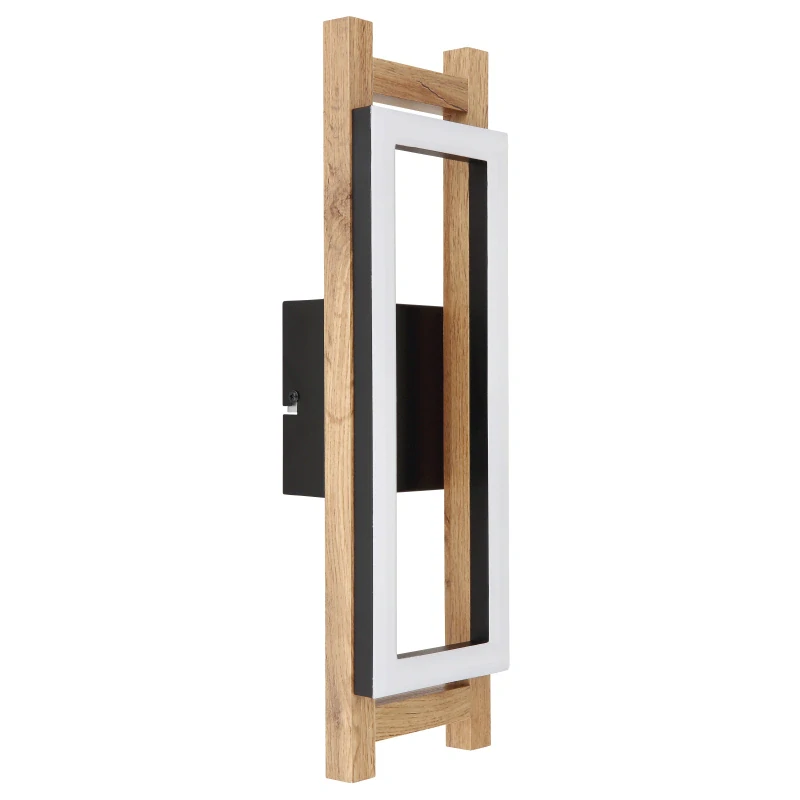 Globo 67266W ILLA - Moderní LED nástěnné svítidlo v černé barvě s MDF dřevem, LED 10W, 3000K , 45cm