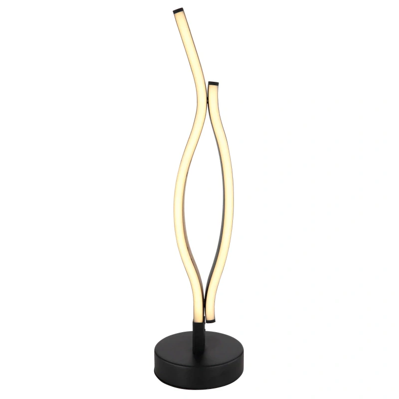 Globo 67206TW GERONIMO - Stolní moderní černá LED lampička s prvekm v imitaci dřeva, LED 12W, 3000K , 47cm