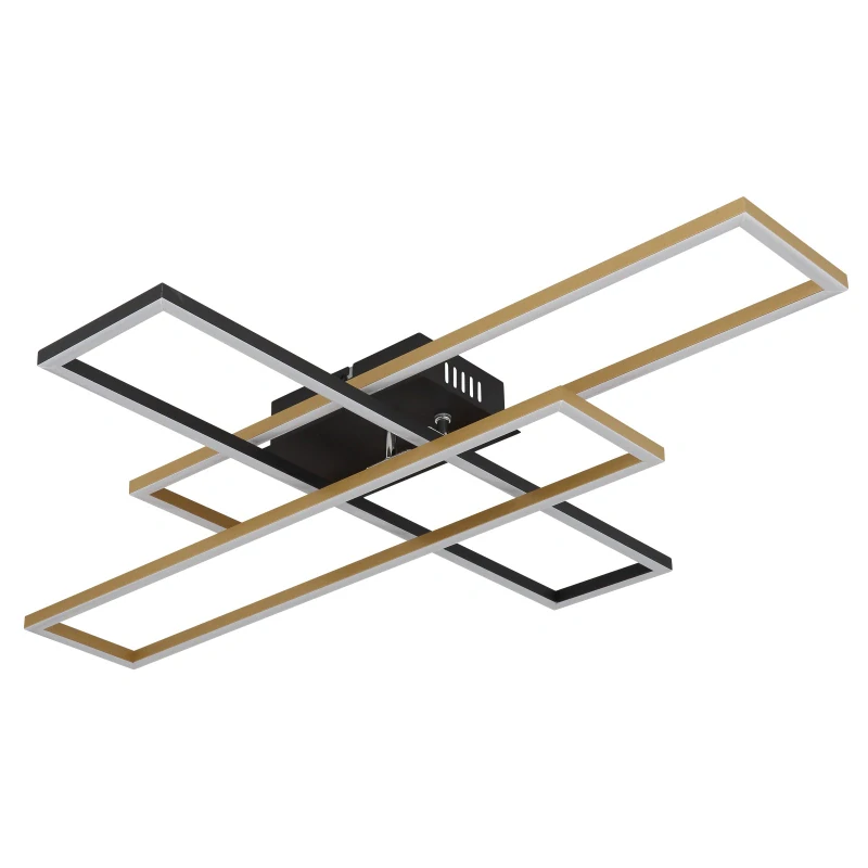 Globo 67208-40G DAKARI - Moderní LED stropní lustr v černé barvě se zlatým prvkem, LED 40W, 3000K , 80 x 60cm