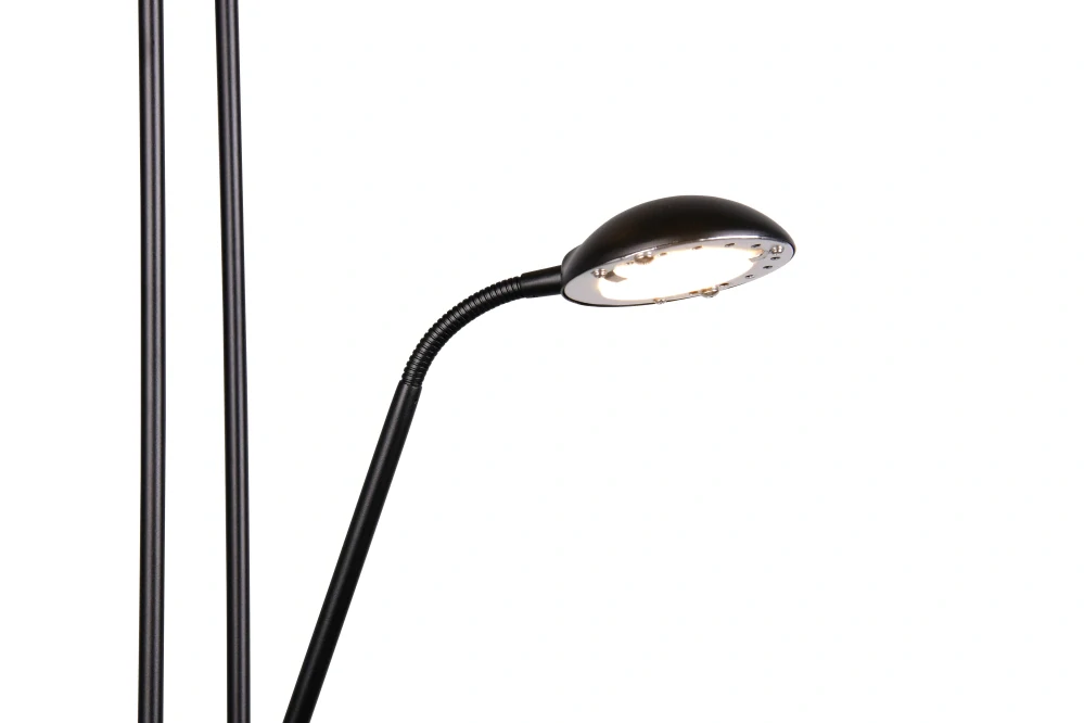 Trio Leuchten R42292132 SPOCK - Moderní stojací LED stmívatelná lampa v černé barvě, LED 19W + 5W, 3000K, 180cm