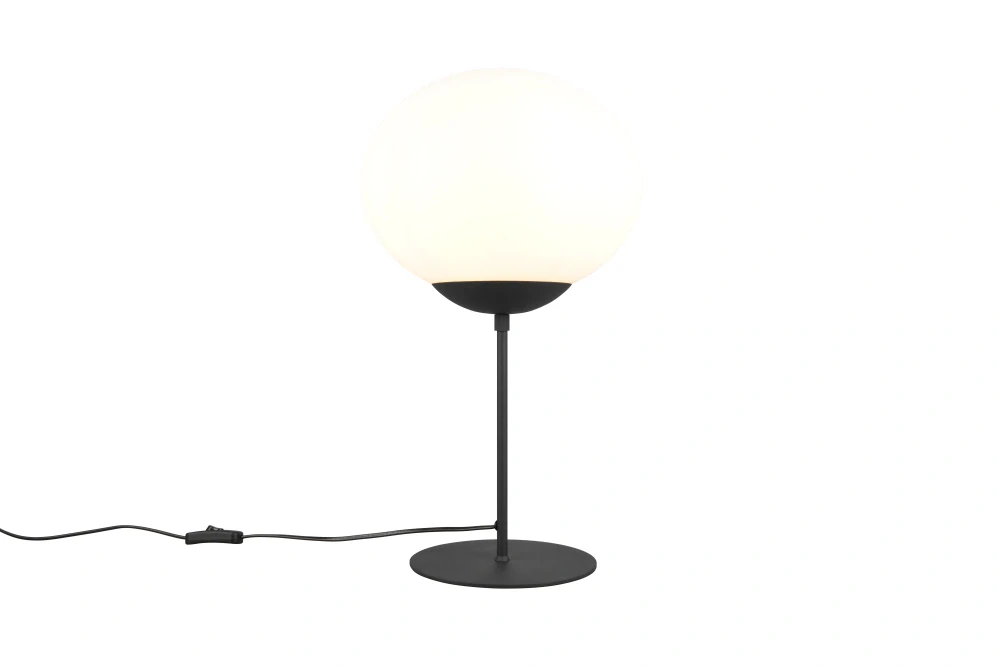 Trio Leuchten 563100132 FOMENTO - Černá stolní lampa se skleněným stínidlem, 1 x E27, Ø 30cm