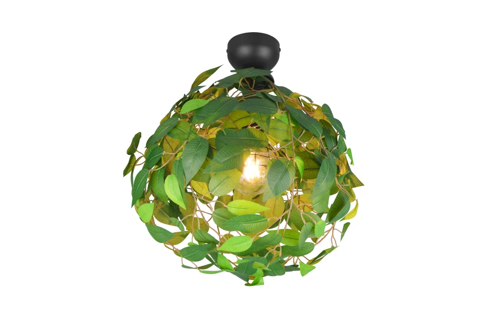 Trio Leuchten R60461015 LEAVY - Moderní stropní lustr s lístečky v zelené barvě Ø 38cm, 1 x E27