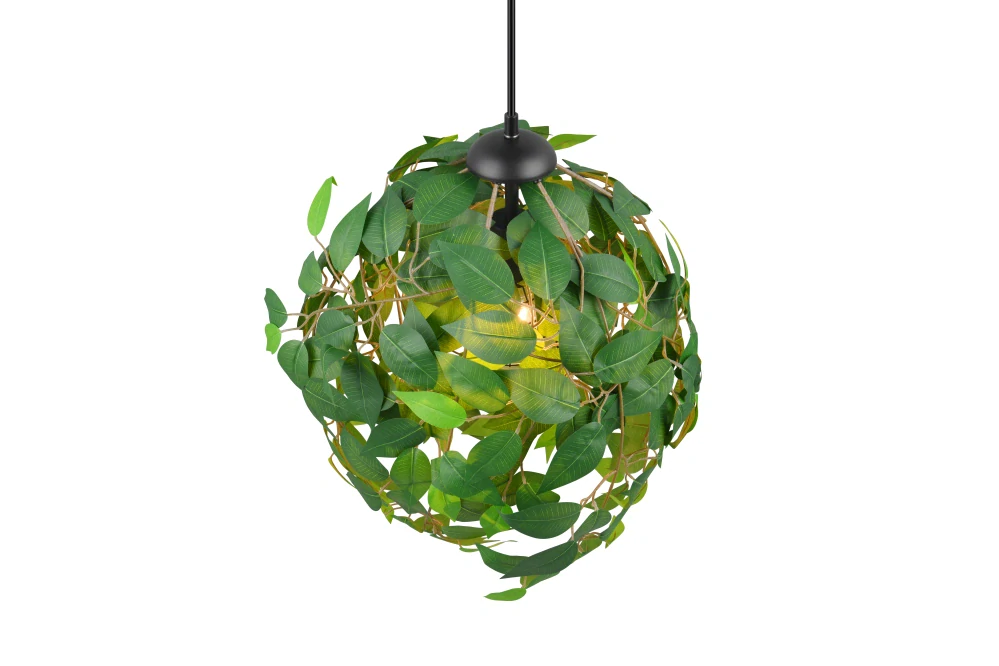 Trio Leuchten R10461915 LEAVY - Závěsný lustr s lístečky v zelené barvě Ø 38cm, 1 x E27