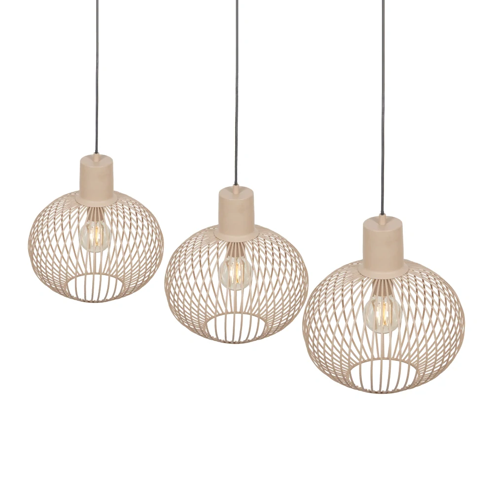 Trio Leuchten 365700366 GILA - Vintage závěsné trojramenné pískové svítidlo, 3 x E27, 120cm