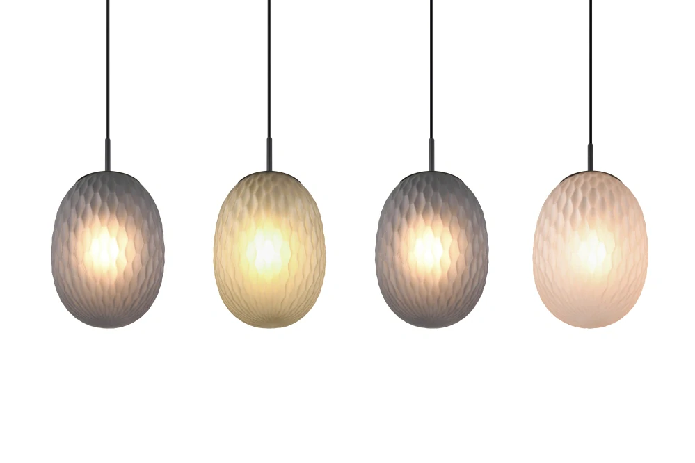 Trio Leuchten 364200417 FACETTE - Závěsný čtyřramenný lustr se skleněnými stínidly, 4 x E27, 117cm