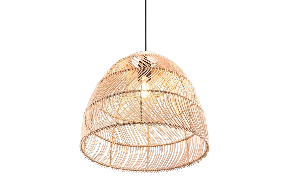Trio Leuchten R31131036 RIKE - Závěsný lustr s ratanovým stínidlem, 1 x E27, Ø 35cm