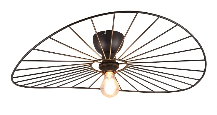 Trio Leuchten R61451032 CHAPEAU - Stropní kovové vintage svítidlo v černé barvě, 1 x E27, Ø 60cm