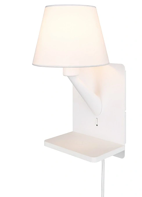 Trio Leuchten 262670131 COMFORT - Nástěnná bílá lampička k posteli s bezdrátovým nabíjením, USB-A + USB-C,  1 x E14