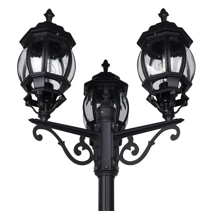 Trio Leuchten 406960332 ELVO - Zahradní vysoká trojramenná stojací lampa v černé barvě ,IP44, výška 240cm, 3 x E27