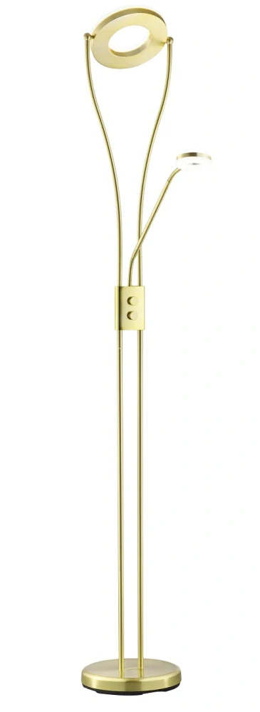 Trio Leuchten R42412108 RENNES - LED Stojací lampa se stmívatelným hlavním světlem, LED 18 + 4W, 180cm, mosaz