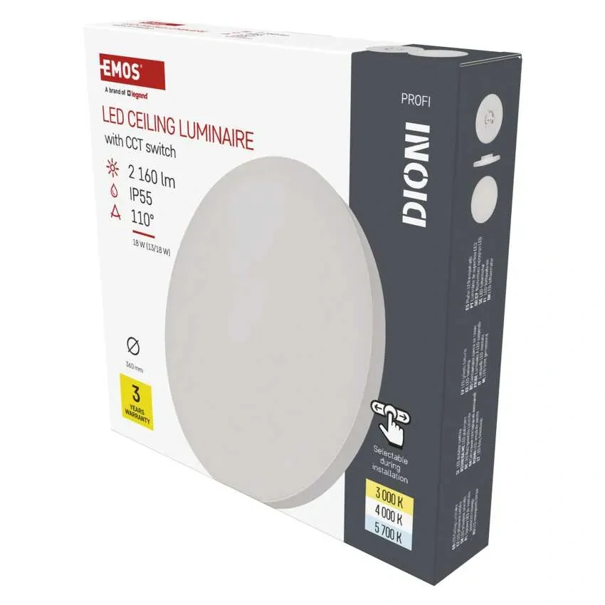 Emos ZM7151 DIONI - LED přisazené svítidlo se změnou barvy světla 18W, 3000+4000+5700K, Ø 36cm
