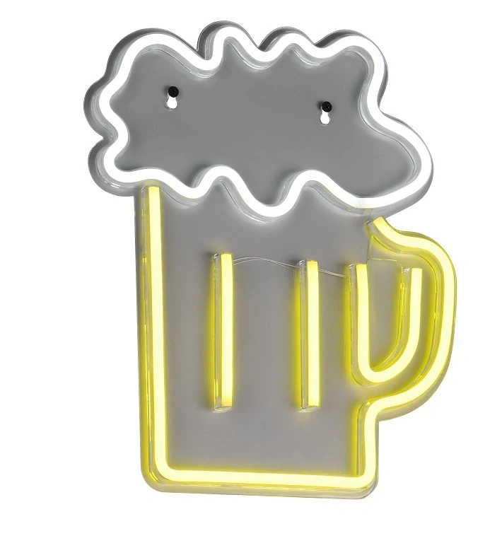 Trio Leuchten R23721100 BEER - Nástěnné neonové svítidlo s kabelem do zásuvky, LED 5W, 40 x 30cm