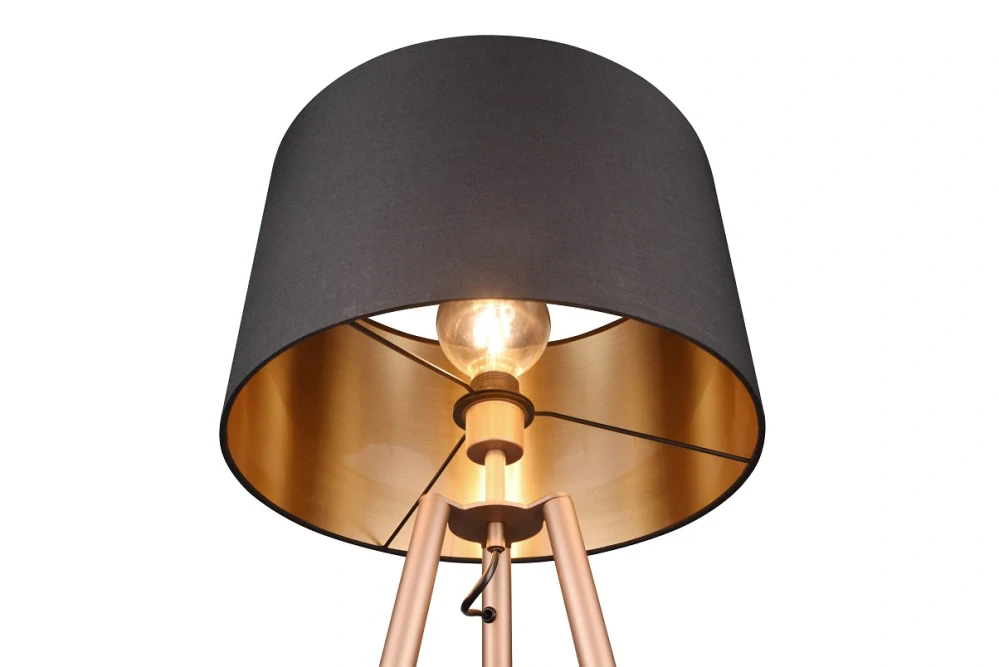 Trio Leuchten R41561065 COLETTE - Stojací lampa s kovovou trojnožkou a textilním stínidlem, 1 x E27, 152cm