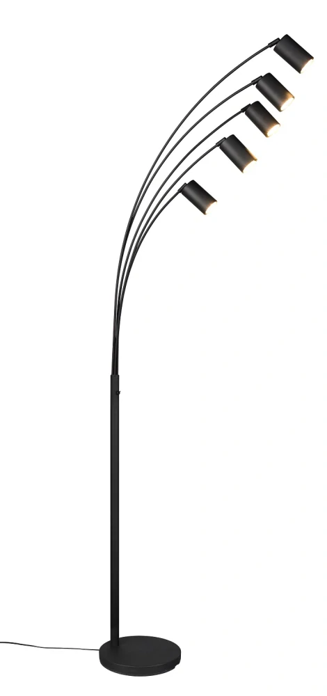 Trio Leuchten 412400532 MARLEY black - Čtecí černá stojací pětiramenná lampa 5 x GU10, 200cm
