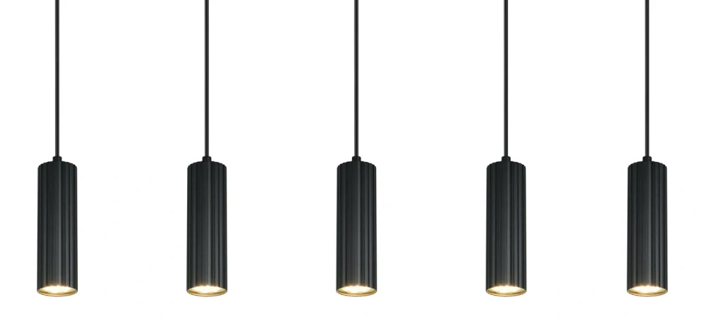 Trio Leuchten 367700532 SOKA - Závěsné kuchyňské svítidlo v černé barvě, 5 x GU10, 85cm