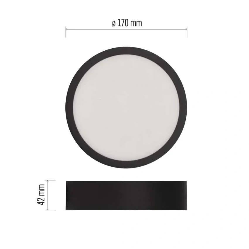 EMOS ZM5333 NEXXO - Přisazený stropní LED panel v černé barvě, 12,5W, 1100lm, 3000 + 3500 + 4000K, IP40/IP20, Ø 17cm