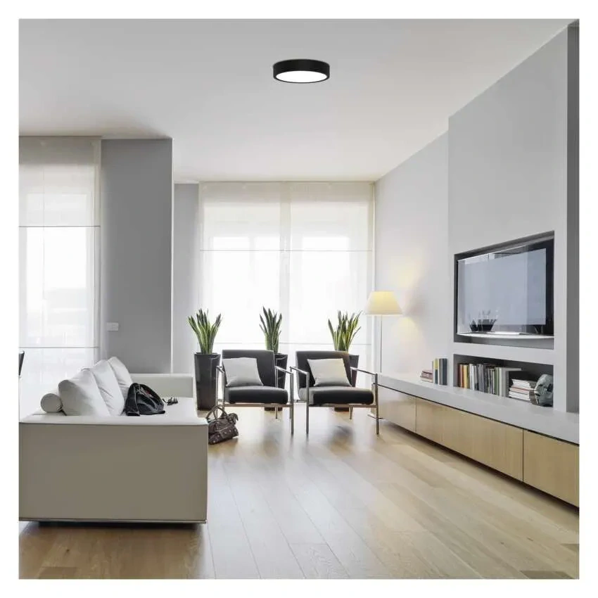 EMOS ZM5343 NEXXO - Přisazený stropní LED panel v černé barvě, 21W, 1900lm, 3000 + 3500 + 4000K, IP40/IP20, Ø 22,5cm