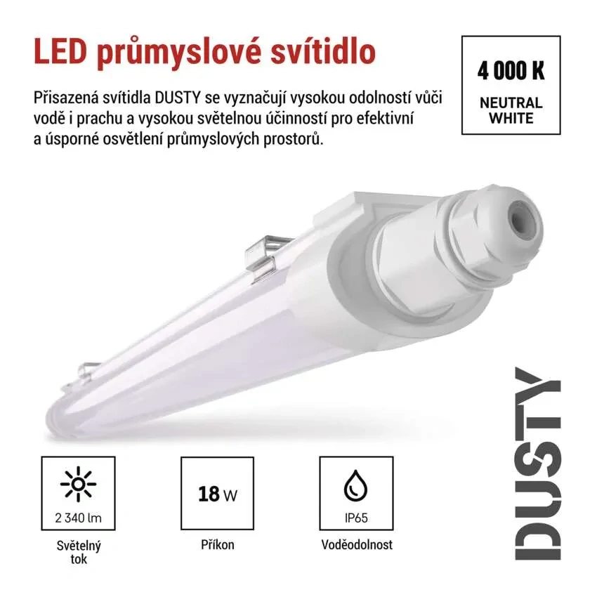  EMOS ZT3021 DUSTY - LED prachotěsné svítidlo 18W, 2340lm, 60cm, 4000K, IP65