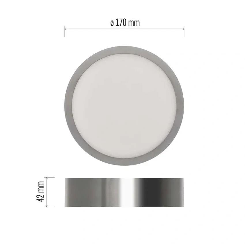 EMOS ZM5233 NEXXO - Přisazený stropní LED panel v broušeném niklu, 12,5W, 1100lm, 3000 + 3500 + 4000K, IP40/IP20, Ø 17cm