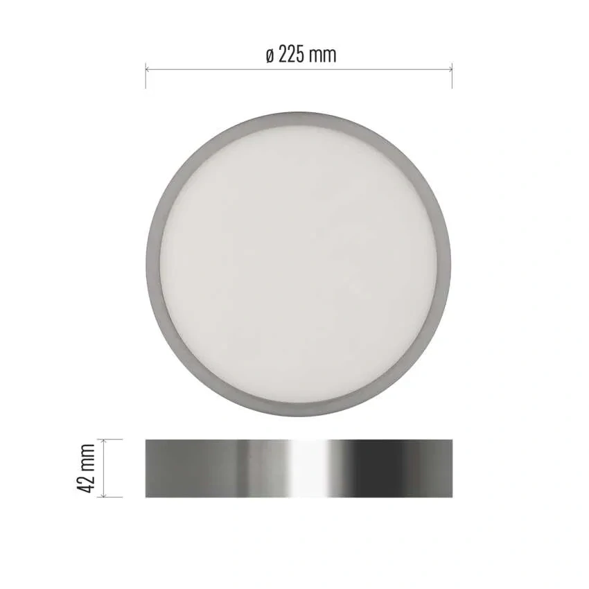 EMOS ZM5243 NEXXO - Přisazený stropní LED panel v broušeném niklu, 21W, 1900lm, 3000 + 3500 + 4000K,  IP40/IP20, Ø 22,5cm
