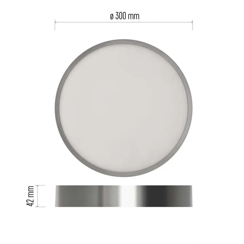 EMOS ZM5253 NEXXO - Přisazený stropní LED panel v broušeném niklu, 28W, 2700lm, 3000 + 3500 + 4000K, IP40/IP20, Ø 30cm