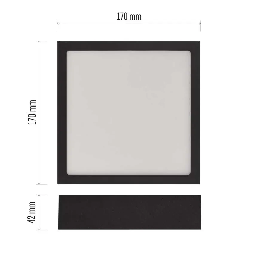 EMOS ZM6333 NEXXO - Přisazený stropní LED panel v černé barvě, 12,5W, 1100lm, 3000 + 3500 + 4000K, IP40/IP20, 17 x 17cm