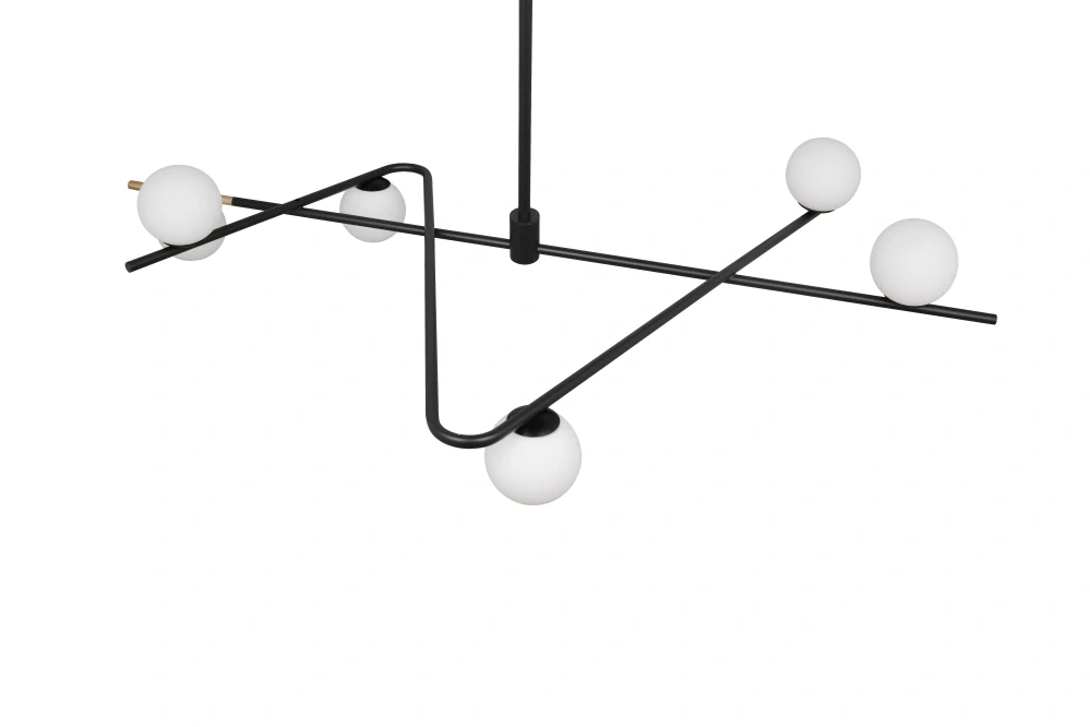 Trio Leuchten 368900680 FLAMING - Moderní svítidlo na tyči v černo zlaté barvě, 6 x G9, 120 x 73,5cm