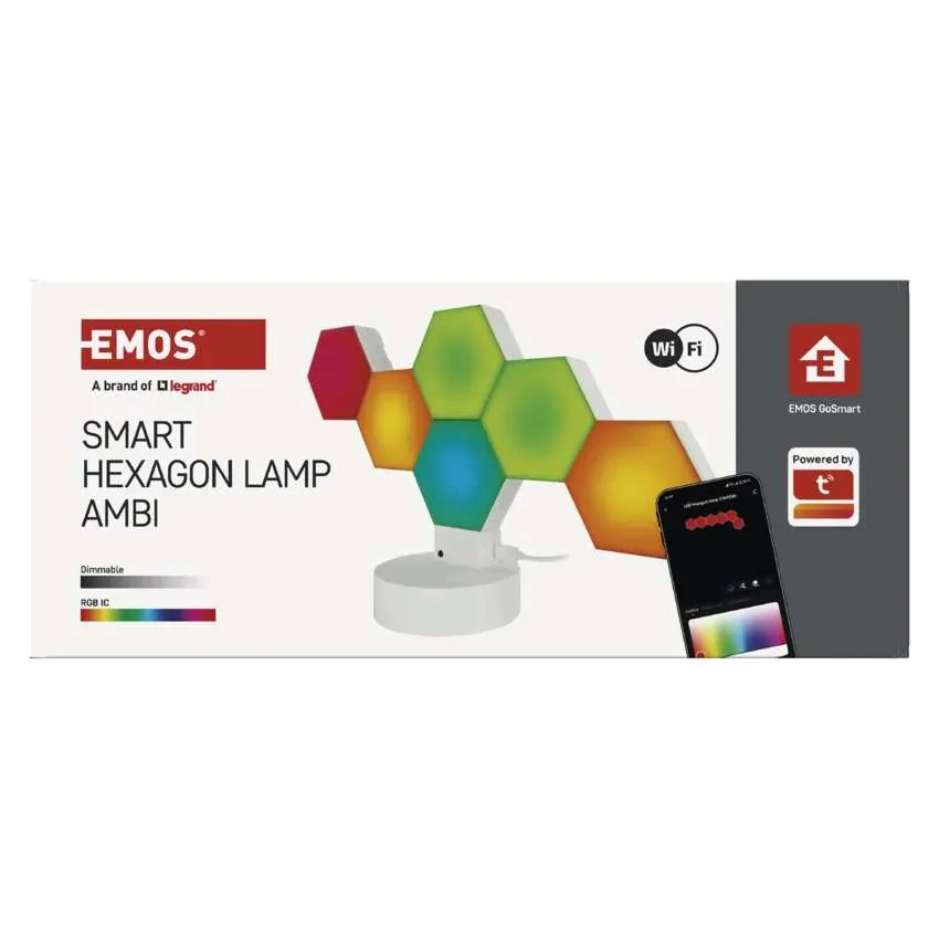Emos ZIW426R GO SMART - LED RGB LED stolní lampa Hexagon bílá, 6 dílů, stmívatelná, WiFi, 5,5W