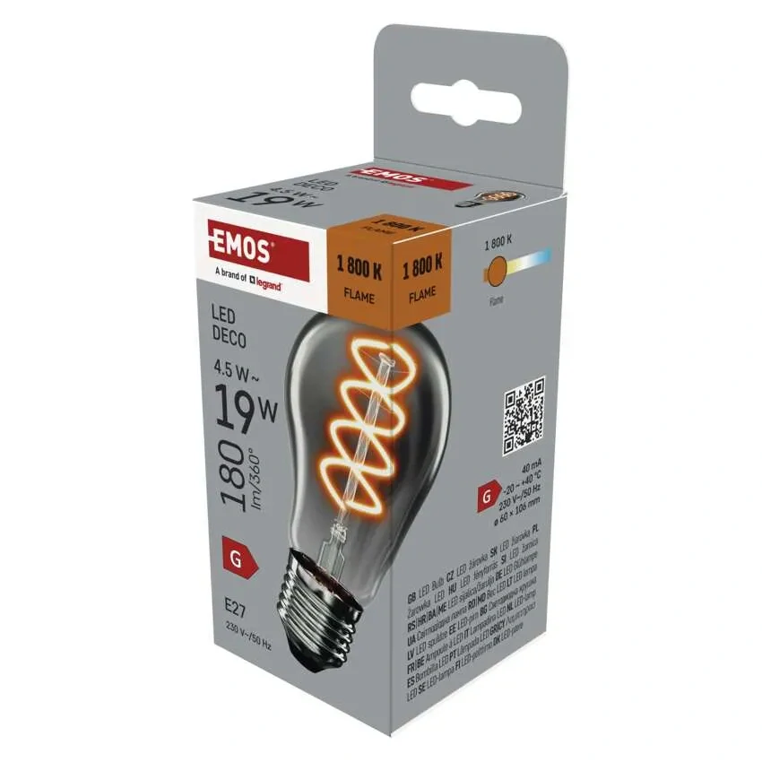 Emos Z55311 DECO SMOKE BULB - Retro LED žárovka E27 A60 s kouřovým sklem, 4,5W, 1800K