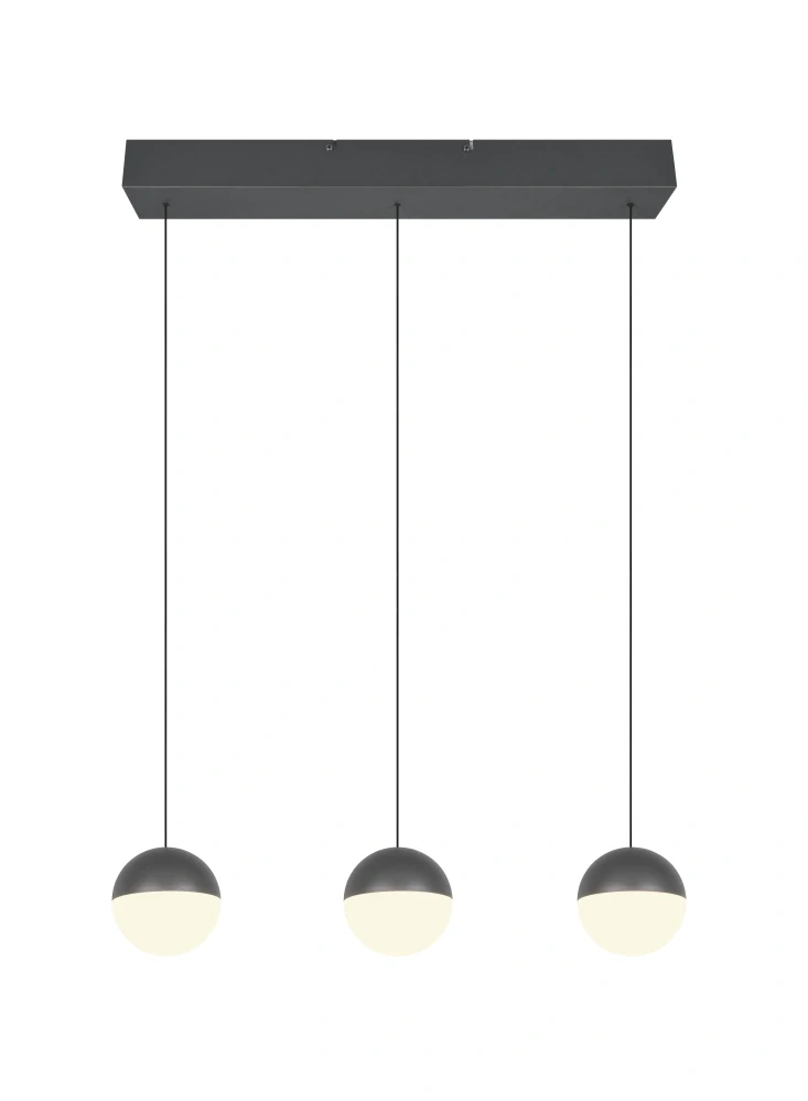 Trio Leuchten R33553142 SENTA - Závěsné svítidlo nad jídelní stůl se stínidly v antracitové barvě, LED 15W, 3000K, 62cm
