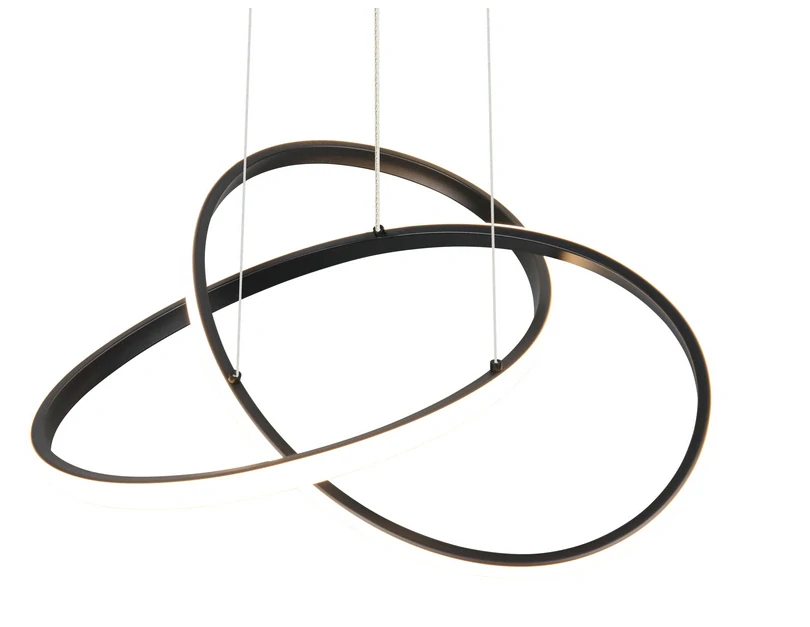 Trio Leuchten R33111132 MANSA - Závěsný lustr nad jídelní stůl v černé barvě, LED 36W, 3000K, 4200lm, 50cm průměr