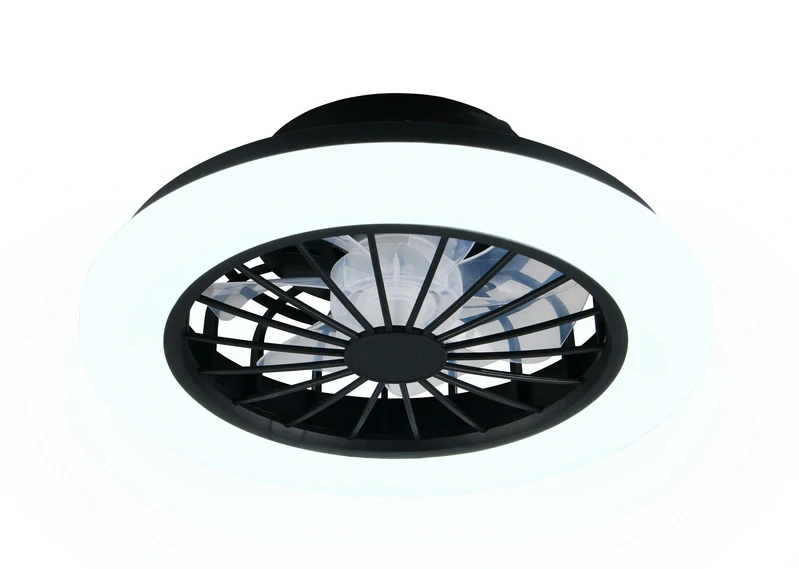 Trio Leuchten R69222132 ROTSUND - Stropní LED černý ventilátor s dálkovým ovladačem, LED 22W, 3000lm, 2700-6500K, Ø 38cm