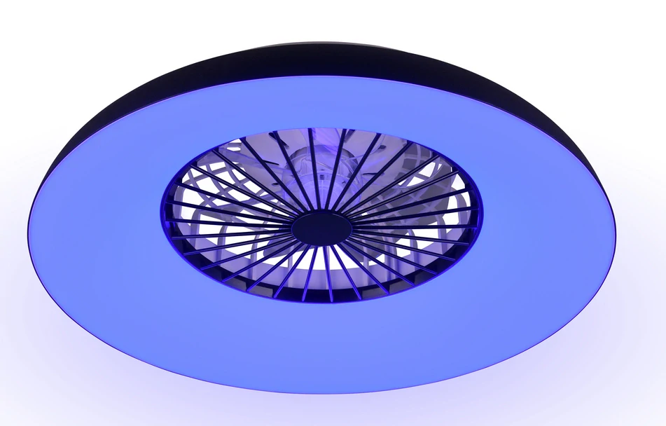 Trio Leuchten R69302102 SVAERHOLT - Stropní LED RGB černý ventilátor s dálkovým ovladačem, LED 34W + 4W RGB, 4500lm, 2700-6500K, Ø 60cm
