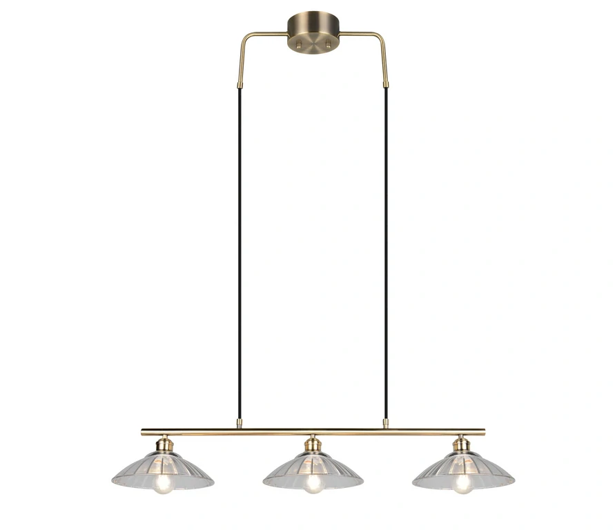 Trio Leuchten R36523004 ELUNA - Závěsný vintage lustr nad jídelní stůl ve staromosazi, 3 x E27, 100cm