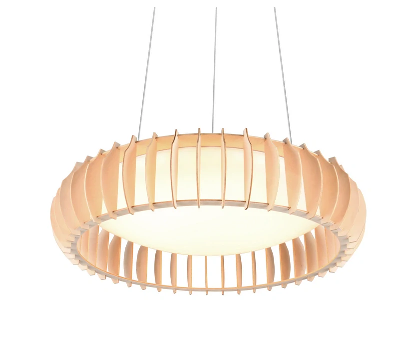 Trio Leuchten R32171930 MONTE - Závěsný dřevěný lustr nad jídelní stůl stmívatelný ovladačem, LED 40W, 3000 - 6500K, Ø 60cm