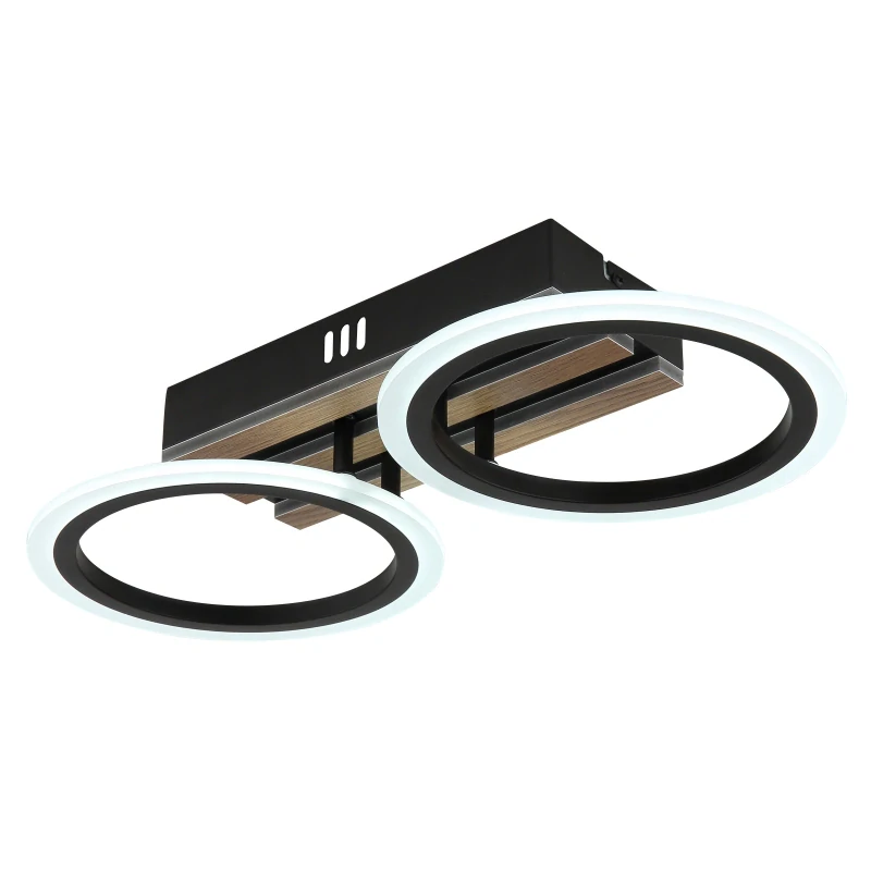 Globo 67360D2 BLEVINS - Stropní LED svítidlo v černé barvě s MDF dřevem, LED 15W, 3000/4200/6000K