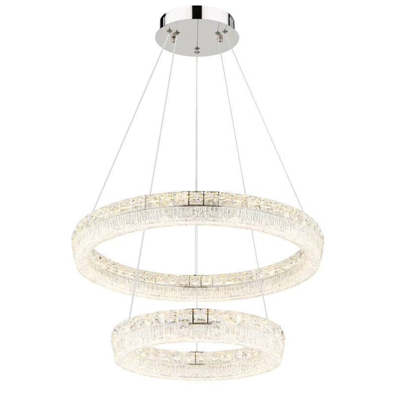 Globo 67387-60 LAUREL - Křišťálový závěsný lustr stmívatelný ovladačem, LED 60W, 2700–6000K, Ø 60cm